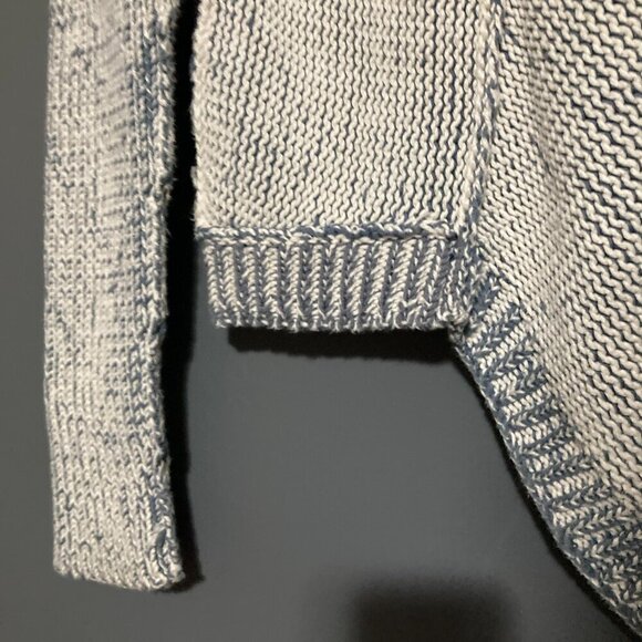 Womens S/M Pure Handknit Blue Asymm Sweater Cardigan Fisherman Hand Made Thick - Picture 12 of 13